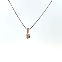 10K Two Toned Rose Gold and White Gold 0.04cttw Diamond Solitaire Necklace - 17 Inches