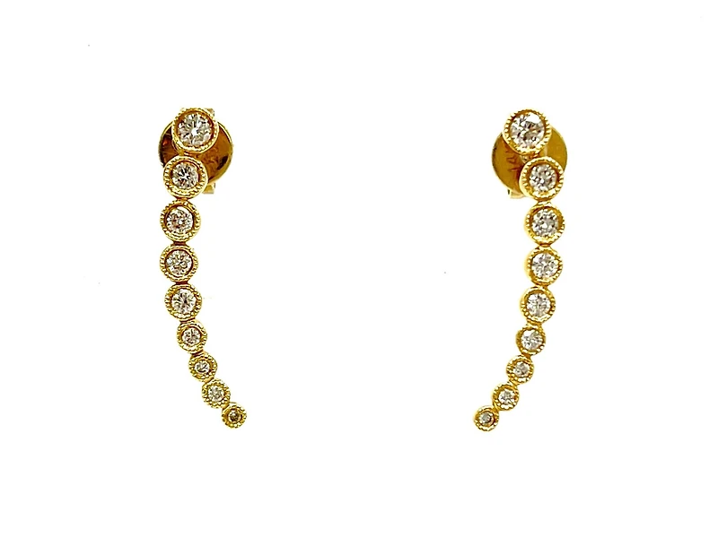14K Yellow Gold 0.34cttw Diamond Earrings - 21mm
