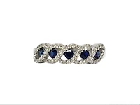 14K White Gold 0.40cttw Genuine Sapphire & 0.19cttw Diamonds Ring, size 6.5
