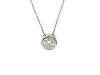 14K White Gold 1.00cttw Moissanite Pendant, 18"