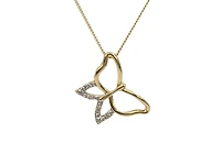 10K Yellow Gold Gold Butterfly 0.03cttw Diamond Necklace - 18"