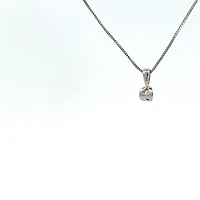 10K White Gold 0.04 cttw Diamond Solitaire Mezza Luna Pendant, 18"