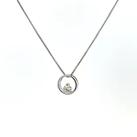 10K White Gold Diamond 0.075cttw Round Cut Pendant 18"