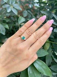 10K Yellow Gold 0.75cttw Genuine Australian Doublet Opal and 0.13cttw Diamond Ring, size 7