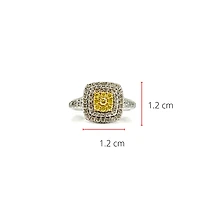 14K White Gold 1.05cttw Fancy Yellow and White Diamond Halo Engagement Ring, size 6