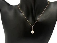 10K Rose Gold Fresh Water Pearl and Diamond Pendant, 18"