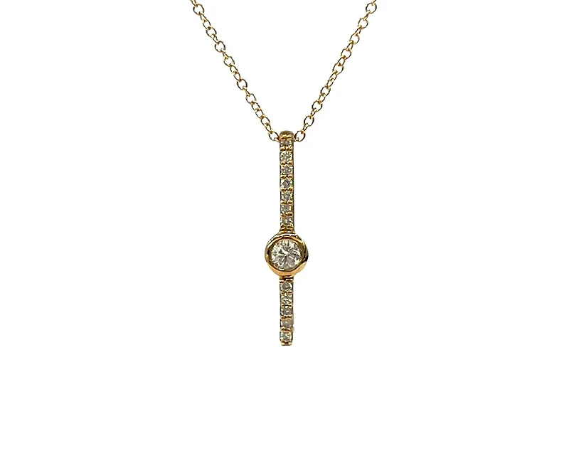 10K Gold 0.11cttw Diamond Necklace with Cable Chain (Spring Clasp) - Adjustable 17
