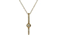 10K Gold 0.11cttw Diamond Necklace with Cable Chain (Spring Clasp) - Adjustable 17