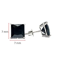 925 Sterling Silver with Black Cubic Zirconia Stud Earrings - 7mm