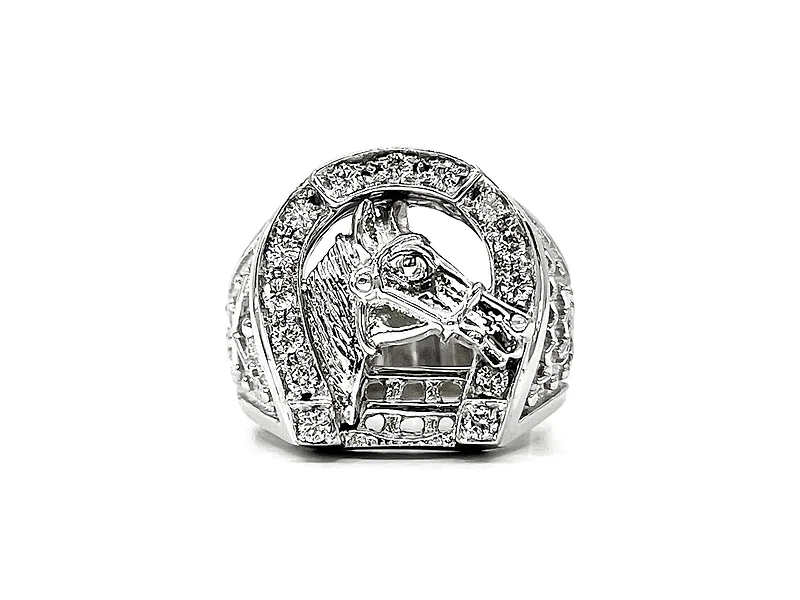 14K White Gold 0.45cttw Diamond Gents Ring, size 10