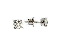 14K White Gold 1.01cttw Round Brilliant Cut Canadian Diamond Earrings