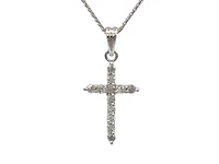 14K White Gold 0.35 cttw Diamond Cross Pendant, 18"