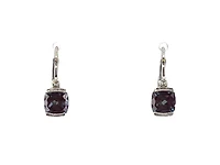 10K White Gold 5mm Cushion Cut Created Alexandrite and 0.01cttw Diamond Earrings