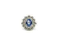 14K White Gold 3.03cttw Genuine Sapphire and 0.30cttw Diamond Ring, size 6.5