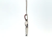 10K White Gold 0.03 cttw Diamond and Sapphire Heart Pendant, 18"