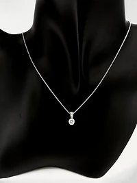 14K White Gold 0.49cttw Diamond Solitaire Pendant, 18"