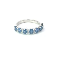 10K White Gold Sapphire & Diamond Ring, size 6.5 - 4.5
