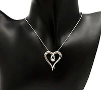 Sterling Silver 0.044cttw Diamond Heart Necklace, 18"