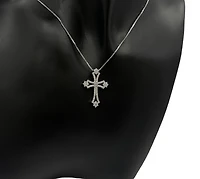 10/14K White Gold 0.62cttw Diamond Cross Pendant, 18"