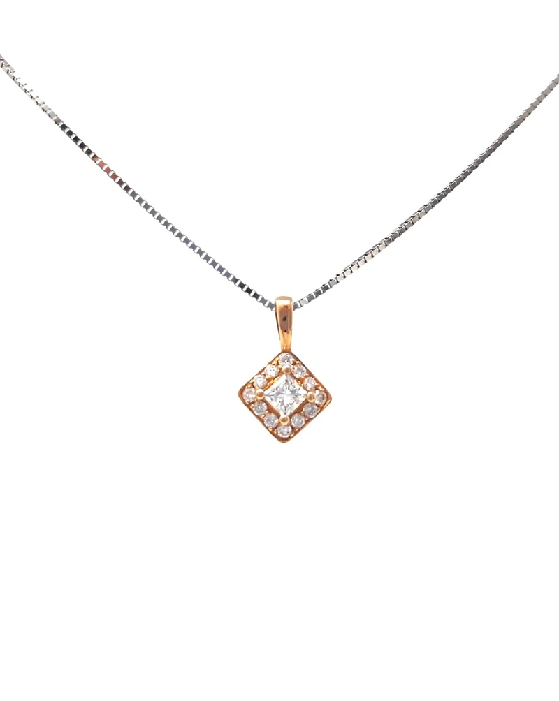 14K White & Rose Gold 0.30cttw Canadian Diamond Halo Necklace, 18"