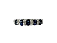 14K White Gold Genuine Sapphire Diamond Ring, size 7