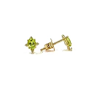 10K Yellow Gold 0.30cttw Peridot & 0.04cttw Diamond Earrings
