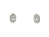 925 Sterling Silver Aquamarine & Diamond Halo Stud Earrings