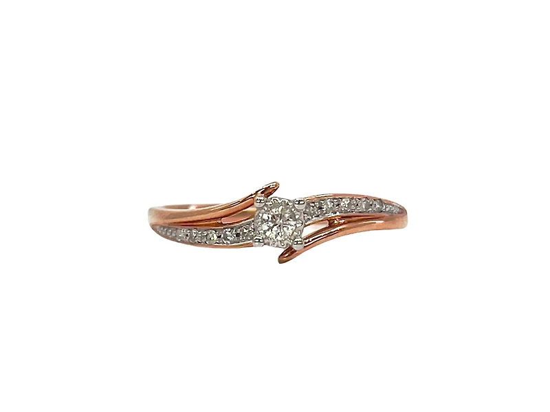 10K Rose Gold 0.10cttw Illusion Setting Diamond Engagement Ring - Size 6.5