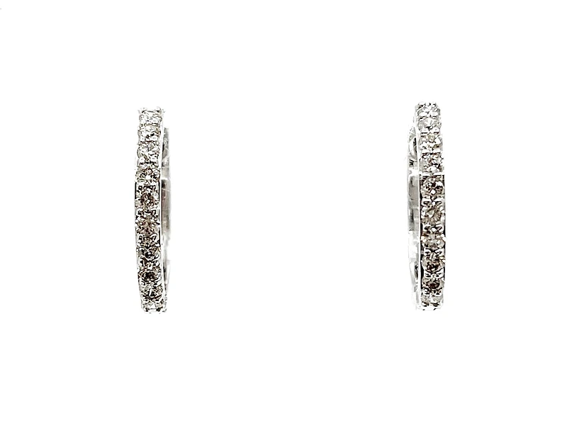 10K White Gold 1.50cttw Diamond Hoop / Huggie Earrings