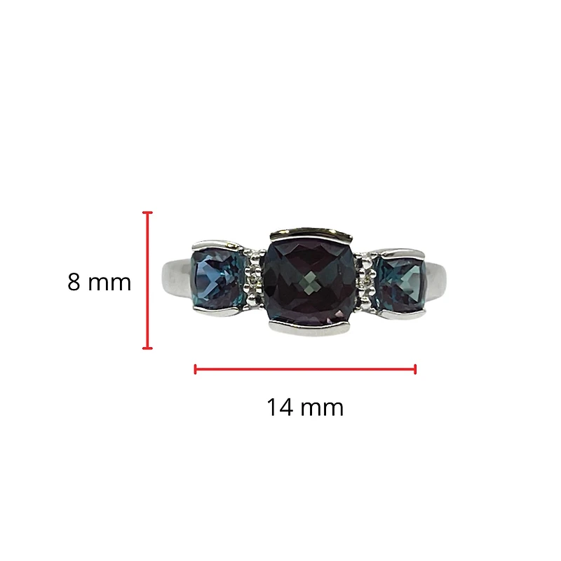 10K White Gold 2.00cttw Created Alexandrite and 0.014cttw Diamond Ring, size 7 - 4.5