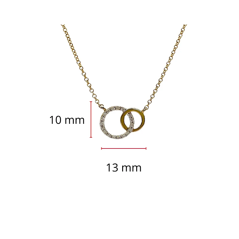 10K White & Yellow Gold 0.09cttw Diamond Double Infinity / Circle Necklace, 18"