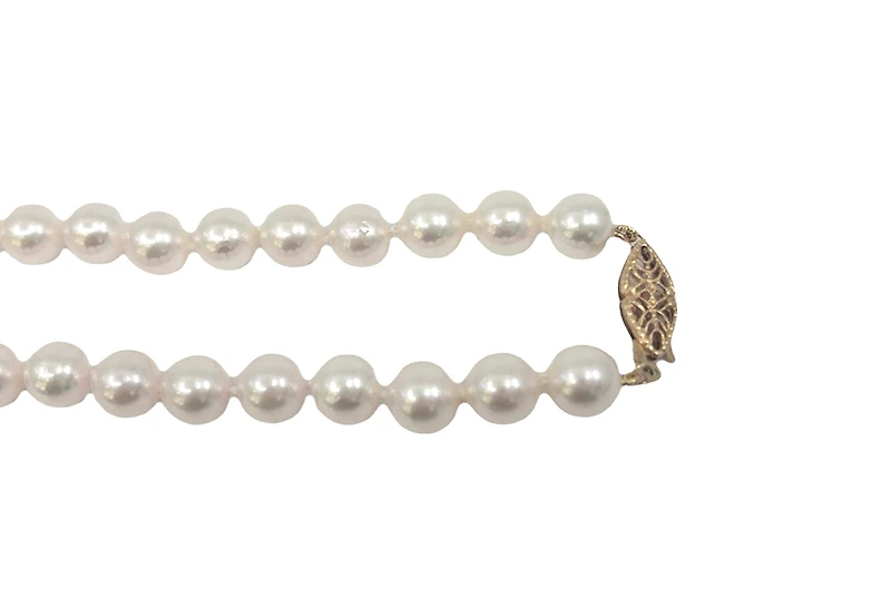 8-8.5mm White Cultured Pearl Strand with 14K Yellow Gold Pearl Clasp - 18"