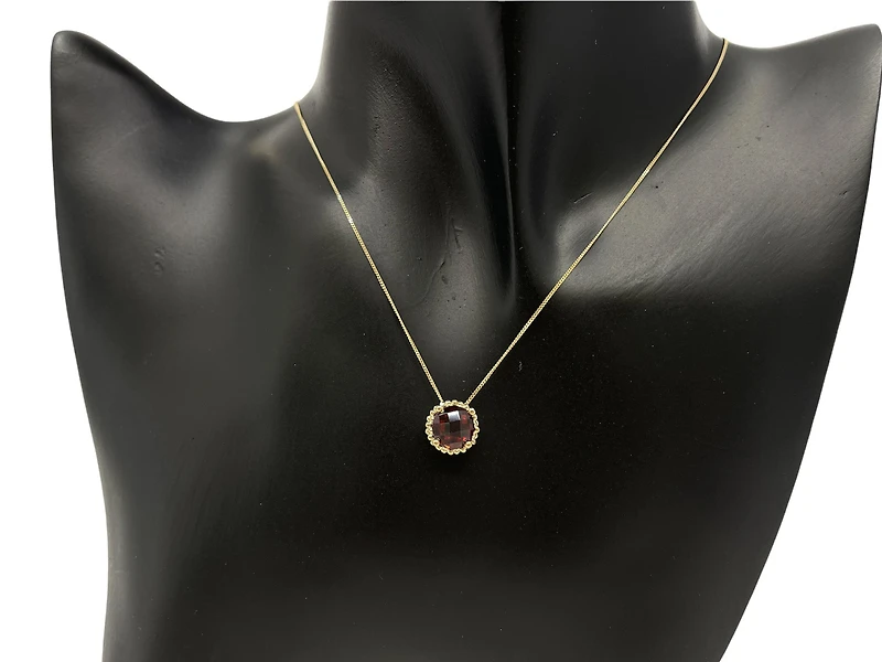 10K Yellow Gold 8mm - 2.50cttw Garnet Necklace - 18 Inches