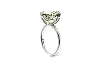 10K White Gold 5 carat Genuine Prasiolite (Green Amethyst) Ring, size 6.5 - 4.5