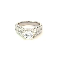14K Princess Cut and Round Brilliant Diamond Ring - Mount Only (No centre diamond) / Gold