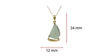 10K Yellow Gold Sailboat Shape Jade Pendant with Diamonds - 18"