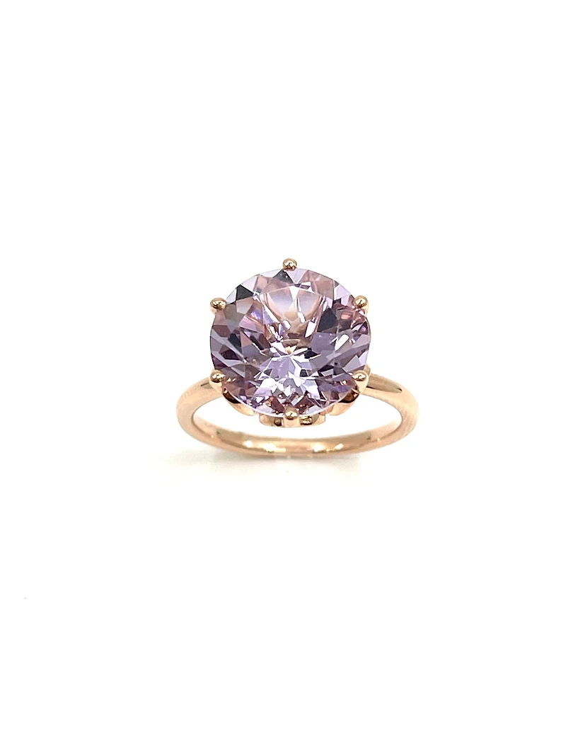 10K Rose Gold 5 carat Genuine Lilac Amethyst Ring, size 6.5