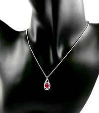 925 Sterling Silver Ruby & Diamond Necklace