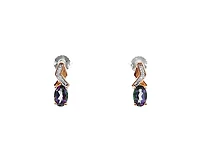 10K White & Rose Gold 1.20cttw Mystic Topaz & 0.012cttw Diamond Stud / Dangle / Drop Earring