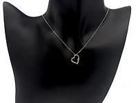 10K White Gold 0.01cttw Diamond Heart Necklace, 18"