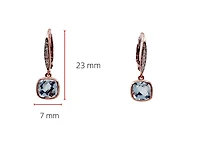 10K Rose Gold 2.75cttw Blue Topaz & 0.02cttw Diamond Lever Back  / Dangle / Drop Earring