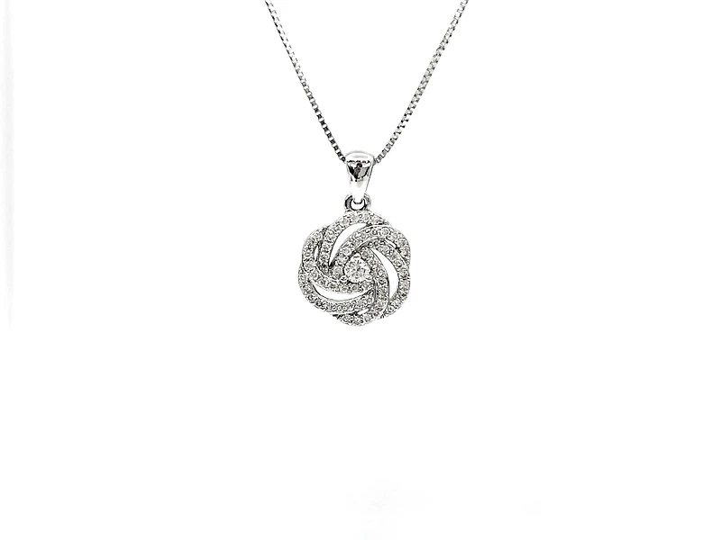 10K White Gold 0.20cttw Diamond Pendant, 18"