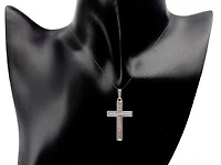 925 Sterling Silver High Polish Dash Design Cross Pendant - 40mm x 20mm