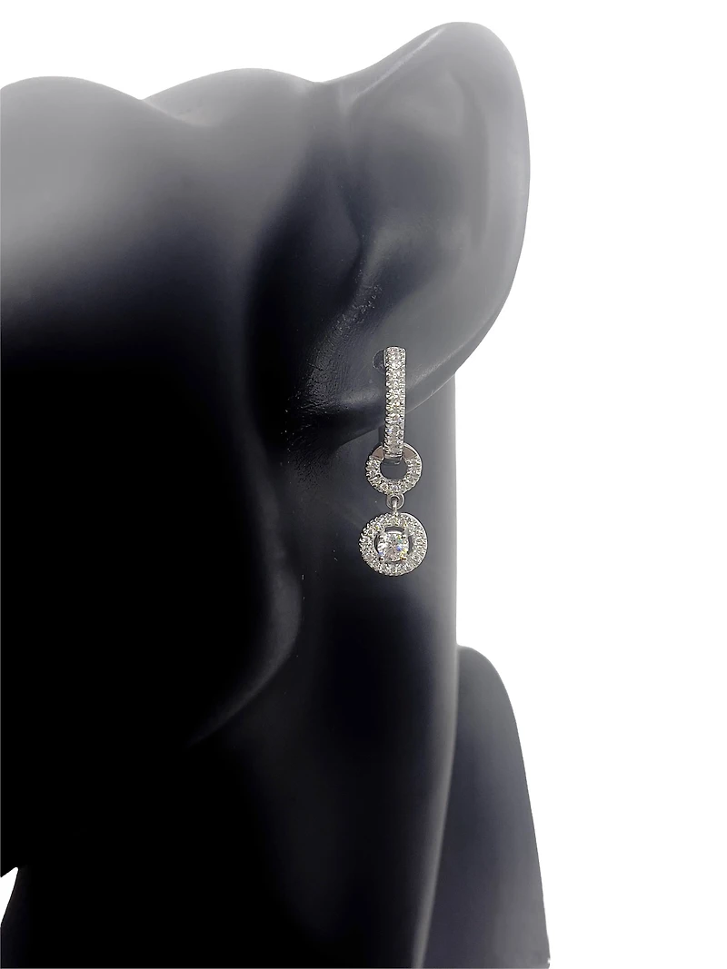 14K White Gold 0.93cttw Diamond Drop Earrings