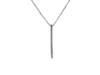 10K White Gold 0.10 cttw Diamond Bar Pendant, 18"