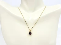 10K Yellow Gold 8x6mm Pear Cut Created Alexandrite and 0.01cttw Diamond Pendant, 18"