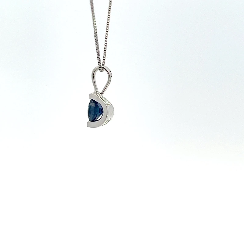 10K White Gold Genuine Sapphire Pendant