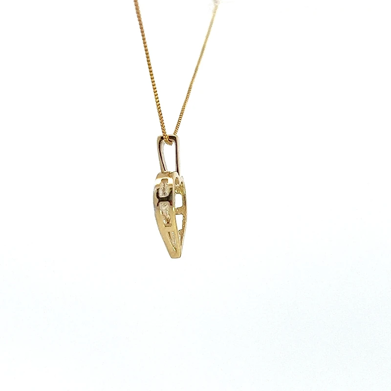 10K Yellow Gold 0.02 cttw Diamond "Mom" Heart Pendant, 18"