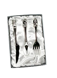 3 Piece Silver Plated Animal Themed Baby Cutlery Set