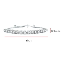 Sterling Silver & Cubic Zirconia  Adjustable Bracelet - inches / plated